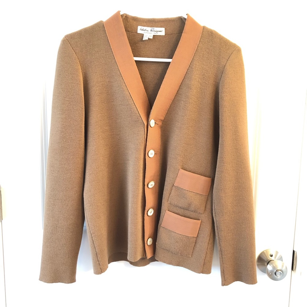 Vintage Salvatore Ferragamo Brown Cardigan Sweater